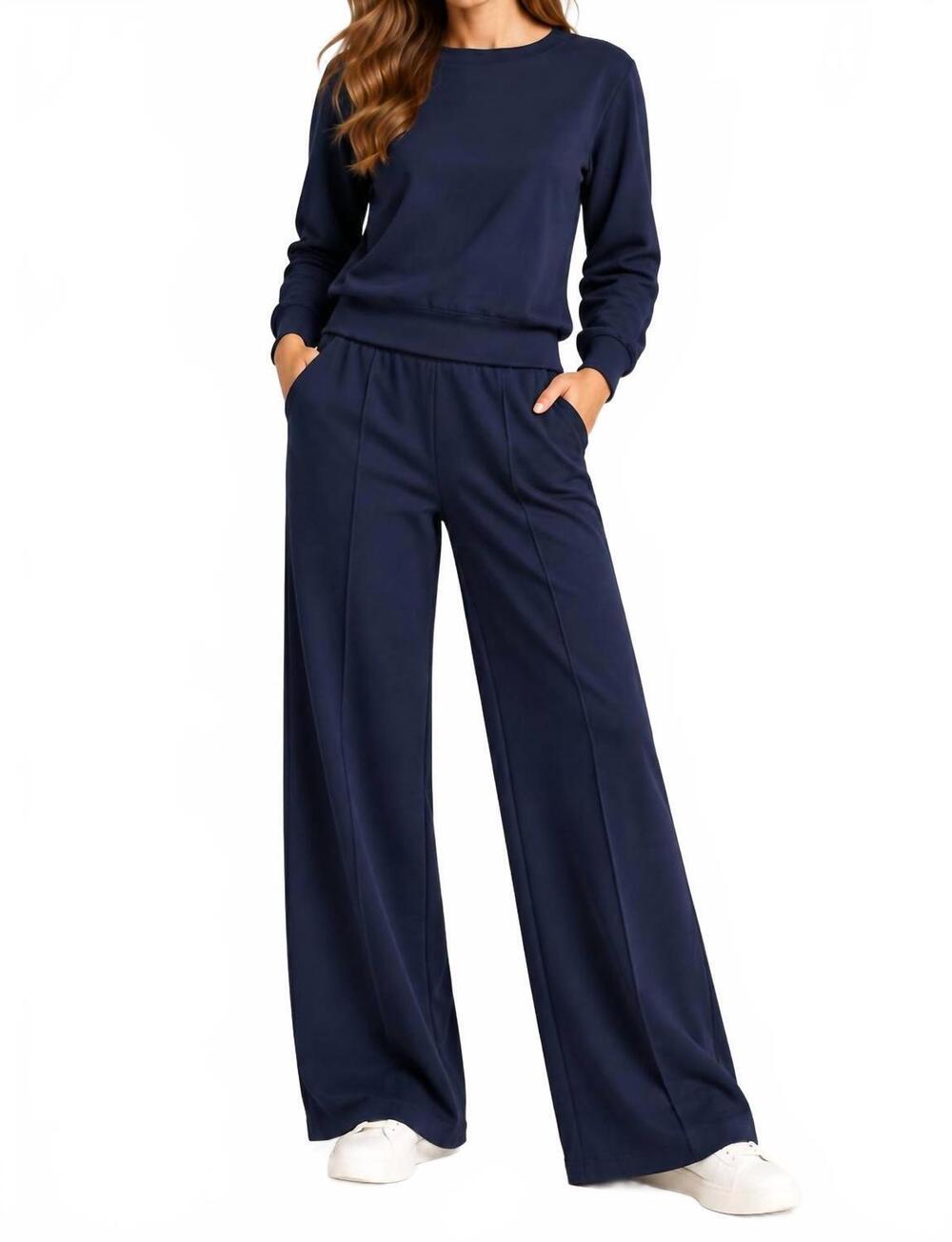 NEW SOFTIES dreamtech boat neck with pintuck pants set in midnight
